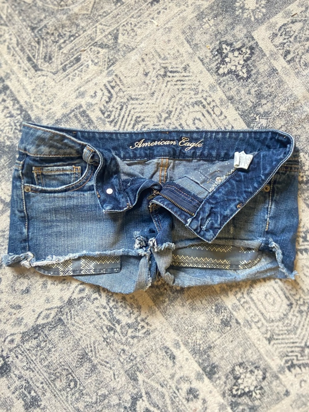 Vintage American Eagle Distressed Denim Micro Shorts - Blue